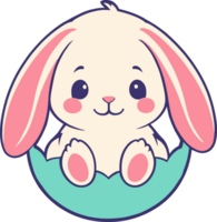 ai generato carino coniglio cartone animato nel trasparente sfondo png
