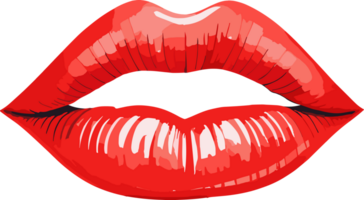 ai generado sexy y glamour rojo labios aislado ilustración en transparente antecedentes png