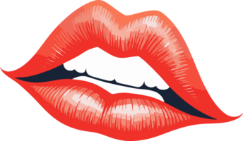 ai generiert sexy rot Lippen isoliert Illustration im transparent Hintergrund png