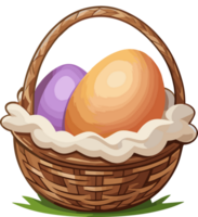 AI generated Eggs in a basket cartoon isolated in transparent background png