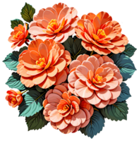 ai genererad en knippa av orange begona blomma klistermärke i transparent bakgrund png