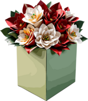 AI generated A cute flowers in a box illustration isolated in transparent background png