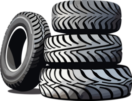 AI generated Stack of tires of tires, car wheels illustration composition isolated on transparent background png