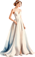 AI generated Lady in princess bridal white dress on wedding day isolated in transparent background png