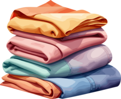 AI generated Stack of colorful clothes, watercolor illustration isolated on transparent background png