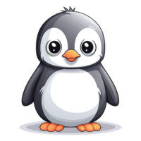 AI generated simple cute children's illustration, baby penguin mascot with soft gradients on a transparent background png