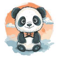 AI generated cute baby panda t-shirt illustration, semi realistic details png