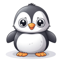 AI generated simple cute children's illustration, baby penguin mascot with soft gradients on a transparent background png