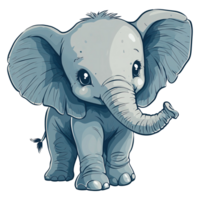 AI generated simple detailed illustration of a cute baby elephant transparent background png