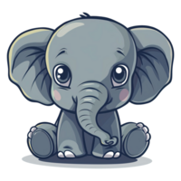 AI generated simple detailed illustration of a cute baby elephant transparent background png