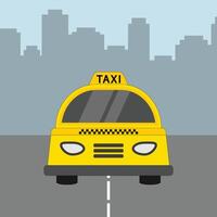 A yellow taxi. Online taxi service in a mobile application with a yellow taxi. The concept of a taxi ordering service. vector