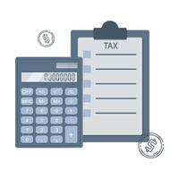 Vector illustration of the tax form and calculator.