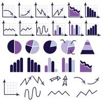 A set of vector diagrams and graphs. Infographics with color charts and graphs.