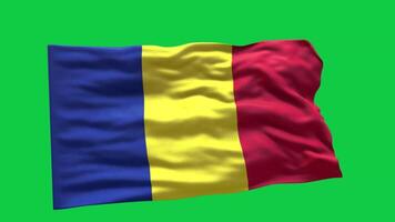 Romania Flag 3d render waving animation motion graphic isolated on green screen background video