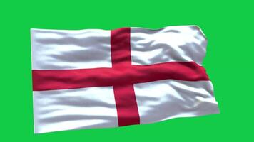 England Flag 3d render waving animation motion graphic isolated on green screen background video