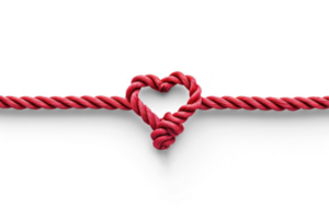 AI generated a red rope with a heart shape tied to it png