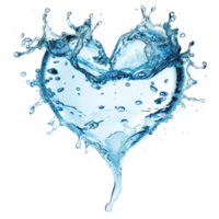 AI generated heart shaped water splash png