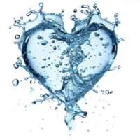 AI generated water splash in the shape of a heart png