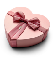 AI generated a pink heart shaped box with a bow on top png