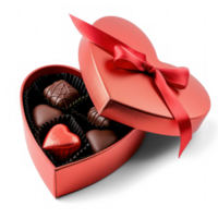 ai generiert Valentinstag Tag Geschenk Box mit Pralinen auf transparent Hintergrund png