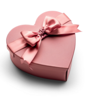 AI generated a pink heart shaped box with a bow on top png