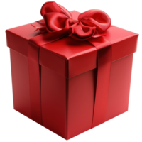 AI generated red gift box with bow on transparent background png