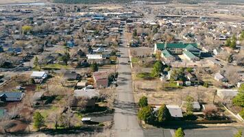 Flight over a small town in the state of Arizona, Williams city. An old village with old houses and unmarked roads. video