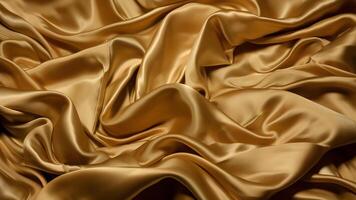 AI generated Golden-colored silk surface with folds. Abstract background, neural network generated image photo