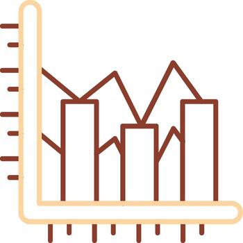 icono de dos colores de la línea del gráfico de barras vector