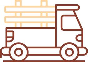 camioneta pickup, línea, dos colores, icono vector