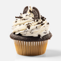 ai generiert ein Oreo Cupcake mit Sahne Glasur auf oben png