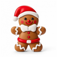 AI generated gingerbread man in santa hat on transparent background png