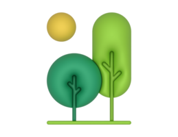 a 3d Park Trees on a transparent background png