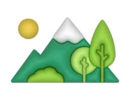 a 3d Mountain And Trees on a transparent background png