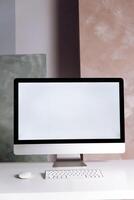 Bosquejo modelo para pancartas y otro diseño propósitos, vacío blanco monitor foto