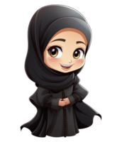 ai généré illustration de musulman fille dessin animé portant hijab ai généré png