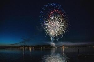 Fireworks background. New Year, Christmas of birthday celebration. Festive mood photo