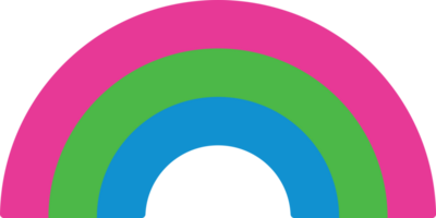 Pink, green, and blue colored rainbow icon, as the colors of the polysexual flag. LGBTQI concept. Flat design illustration. png