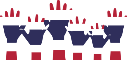 Silhouette of red, white and blue colored raising hand as Thailand flag symbol. png