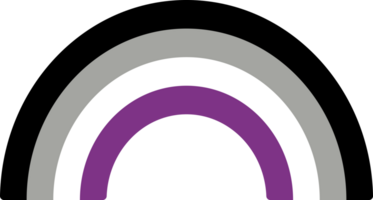 Nero, grigio, bianca e viola colorato arcobaleno sagomato icona, come il colori di il asessuale bandiera. lgbtqi concetto. piatto design illustrazione. png