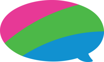 Pink, green, and blue colored speech bubble icon, as the colors of the polysexual flag. LGBTQI concept. Flat design illustration. png