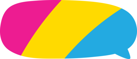 Pink, yellow, and blue colored speech bubble icon, as the colors of the pansexual flag. LGBTQI concept. Flat design illustration. png