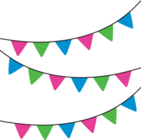 Pink, green, and blue colored party bunting, as the colors of the polysexual flag. LGBTQI concept. Flat design illustration. png