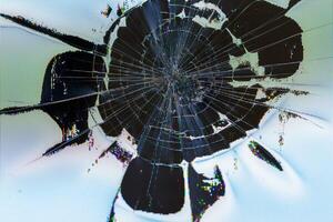 damaged LCD screen with cracks, full-frame background and texture photo