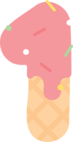 linda y juguetón rosado fresa hielo crema dibujos animados número para niños. png