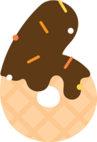 fofa e brincalhão chocolate gelo creme desenho animado número para crianças. png