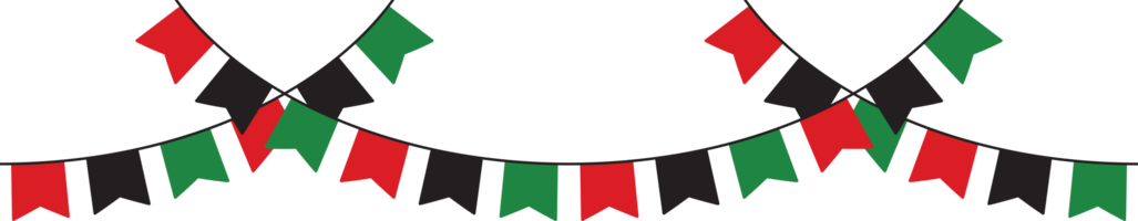 Red, black and green colored party bunting as the colors of the Pan-African flag. For Juneteenth and Black History Month. Flat design illustration. png