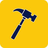 Hammer Glyph Square Two Color Icon vector