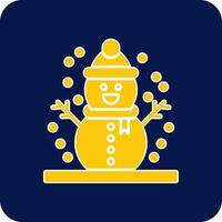 Snowman Glyph Square Two Color Icon vector