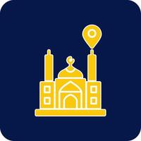 mezquita ubicación glifo cuadrado dos color icono vector